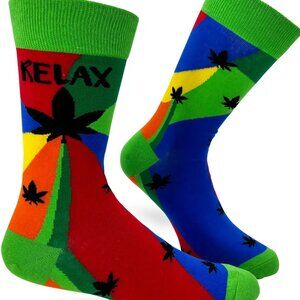 Men's Novelty Crew Sock  Relax Cannabis Leaves